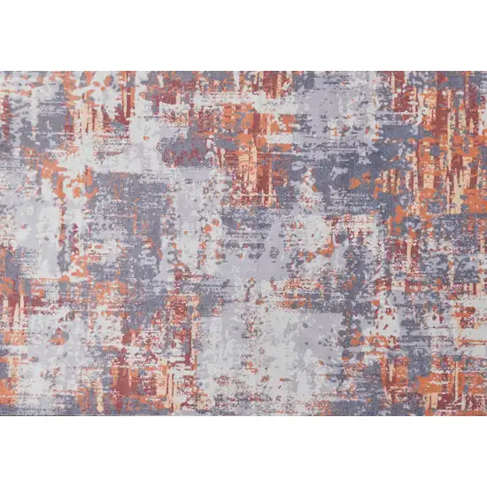 Gray and Brown Abstract Shag Printed Washable Non Skid Area Rug Photo 4