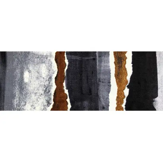 Gray and Brown Abstract Southwest Washable Runner Rug Photo 1