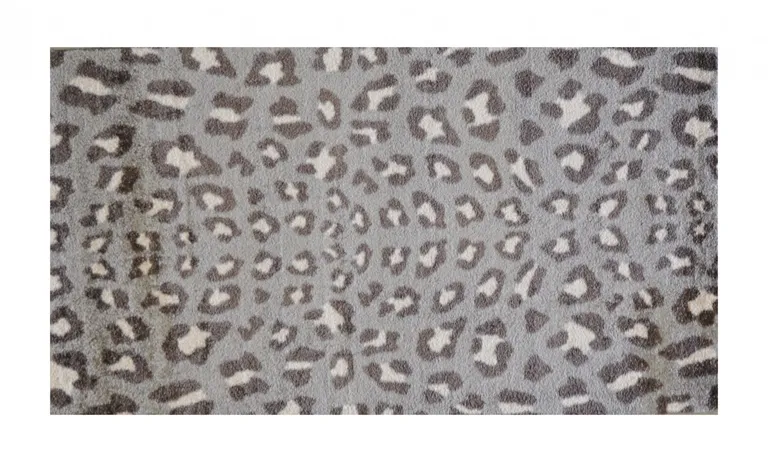 Gray and Brown Cheetah Washable Floor Mat Photo 2