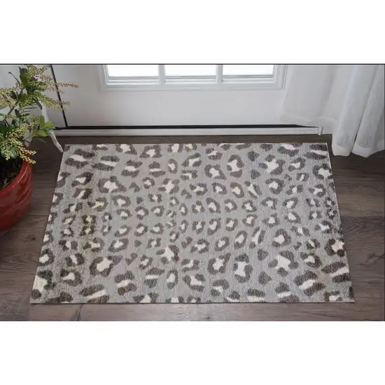 Gray and Brown Cheetah Washable Floor Mat Photo 1