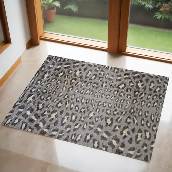 Gray and Brown Cheetah Washable Floor Mat Photo 2