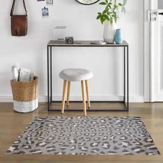 Gray and Brown Cheetah Washable Floor Mat Photo 3