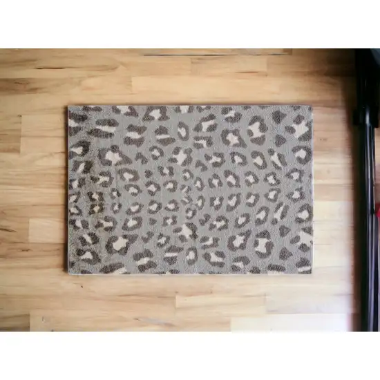 Gray and Brown Cheetah Washable Floor Mat Photo 4