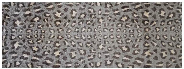 Gray and Brown Cheetah Washable Runner Rug Photo 1