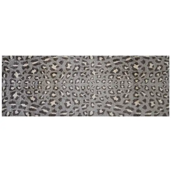 Gray and Brown Cheetah Washable Runner Rug Photo 1