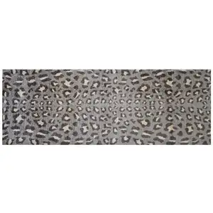 Photo of Gray and Brown Cheetah Washable Runner Rug