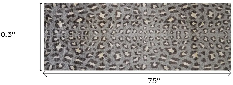 Gray and Brown Cheetah Washable Runner Rug Photo 4