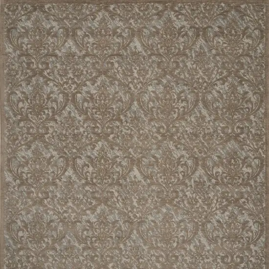 Gray and Brown Damask Distressed Area Rug Photo 6