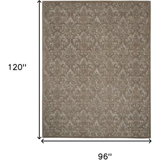 Gray and Brown Damask Distressed Area Rug Photo 3