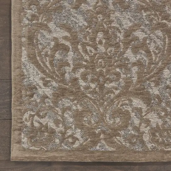 Gray and Brown Damask Distressed Area Rug Photo 4