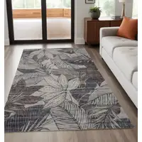 Photo of Gray and Brown Floral Distressed Area Rug