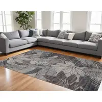 Photo of Gray and Brown Floral Distressed Area Rug