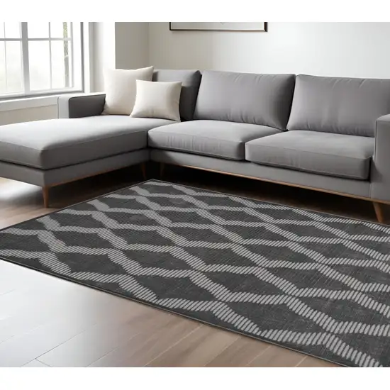 Gray and Brown Geometric Power Loom Area Rug Photo 1