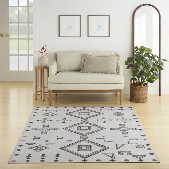 Gray and Brown Geometric Power Loom Washable Area Rug Photo 9