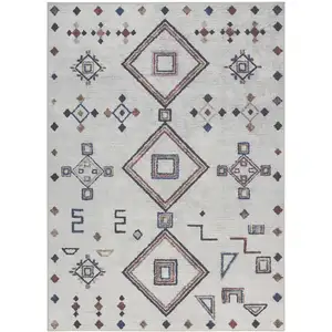 Photo of Gray and Brown Geometric Power Loom Washable Area Rug