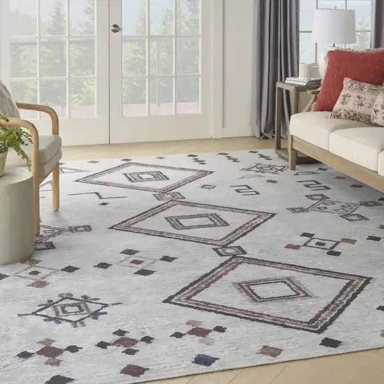 Gray and Brown Geometric Power Loom Washable Area Rug Photo 8