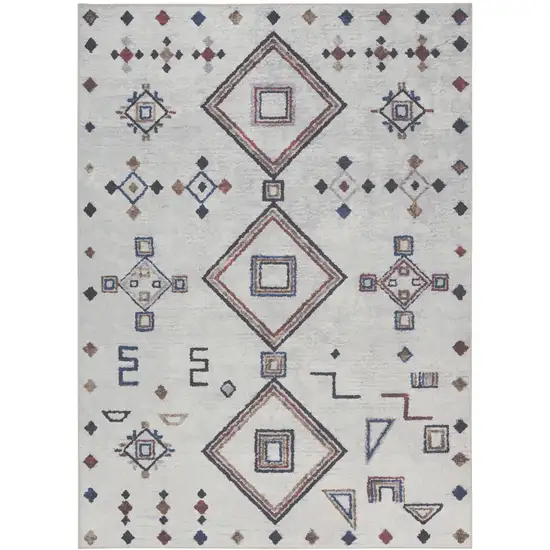 Gray and Brown Geometric Power Loom Washable Area Rug Photo 1