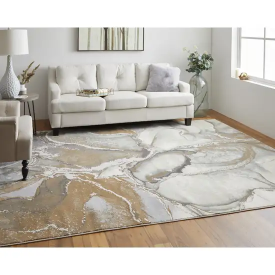 Gray and Brown Marble Power Loom Area Rug Photo 6