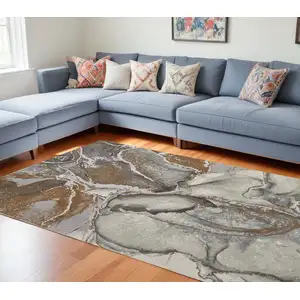 Photo of Gray and Brown Marble Power Loom Area Rug