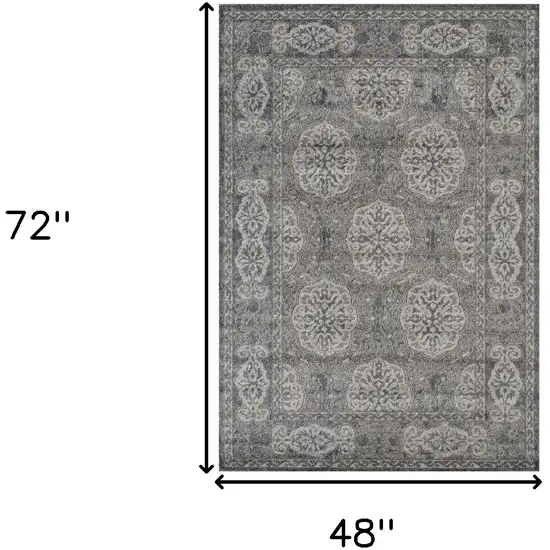 Gray and Brown Medallion Power Loom Area Rug Photo 5