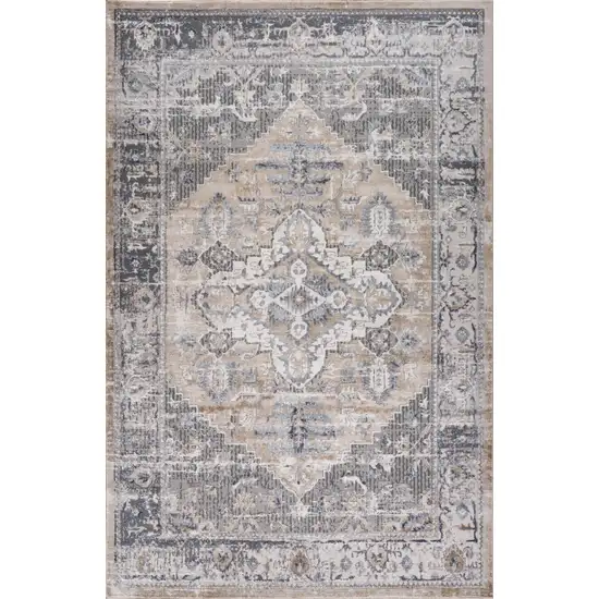 Gray and Brown Oriental Distressed Area Rug Photo 4