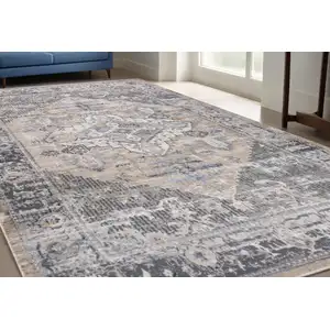 Photo of Gray and Brown Oriental Distressed Area Rug