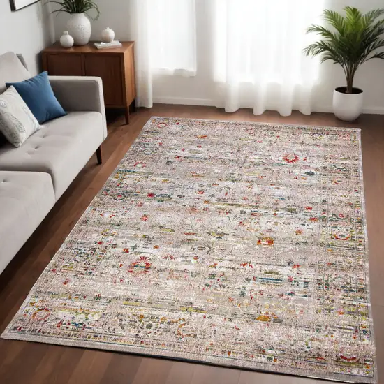 Gray and Brown Oriental Non Skid Area Rug Photo 1