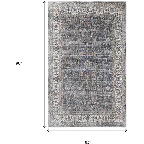 Gray and Brown Oriental Power Loom Area Rug Photo 6