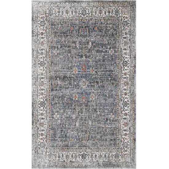 Gray and Brown Oriental Power Loom Area Rug Photo 1