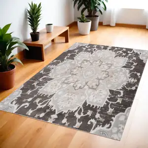 Photo of Gray and Brown Southwestern Distressed Area Rug