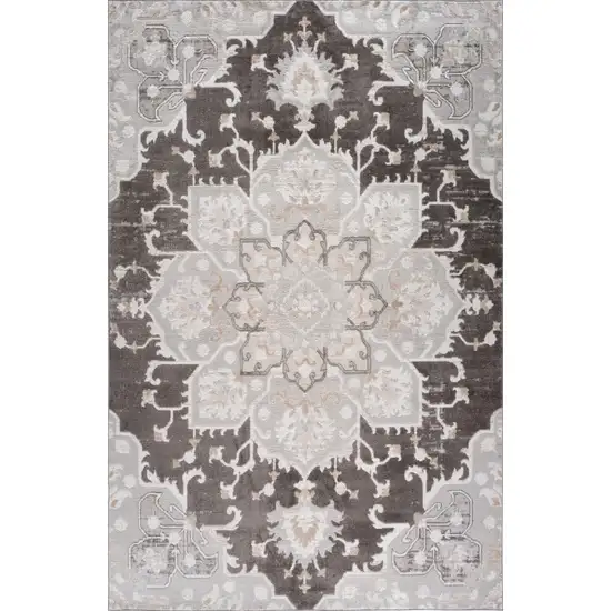 Gray and Brown Southwestern Distressed Area Rug Photo 6