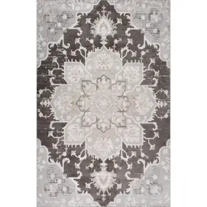 Photo of Gray and Brown Southwestern Distressed Area Rug