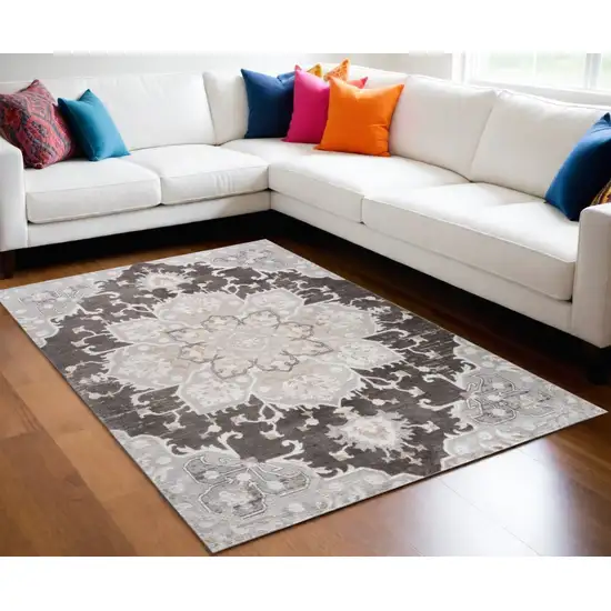 Gray and Brown Southwestern Distressed Area Rug Photo 1