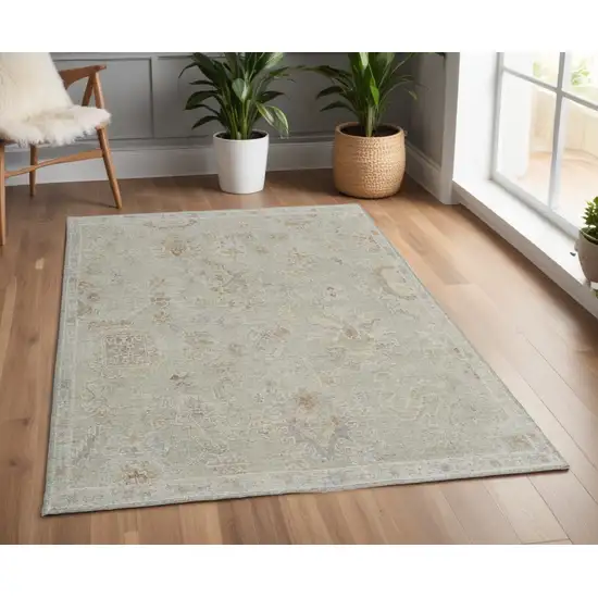 Gray and Brown Wool Floral Hand Knotted Area Rug Photo 1