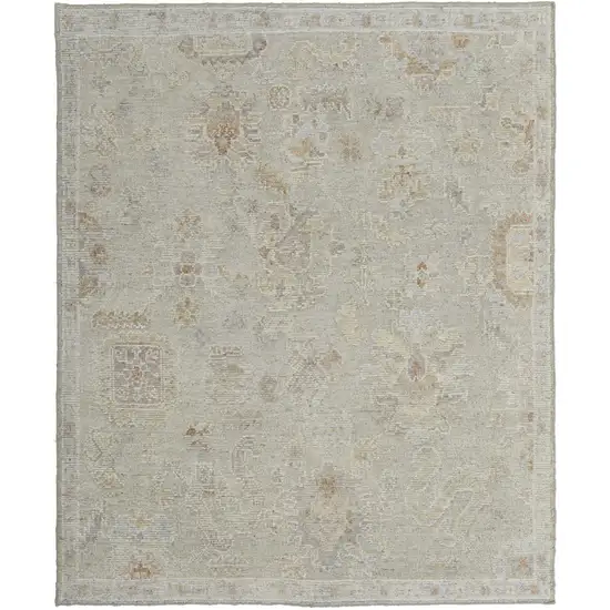 Gray and Brown Wool Floral Hand Knotted Area Rug Photo 4