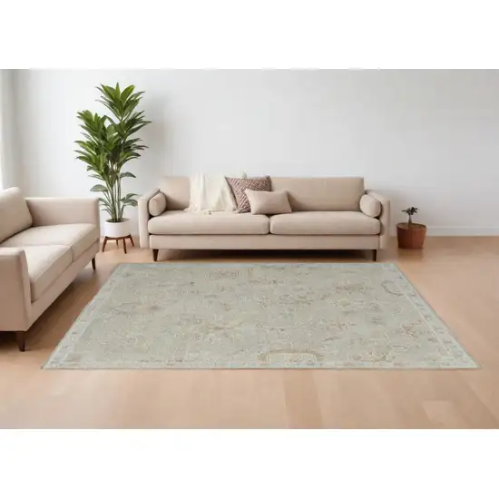 Gray and Brown Wool Floral Hand Knotted Area Rug Photo 1