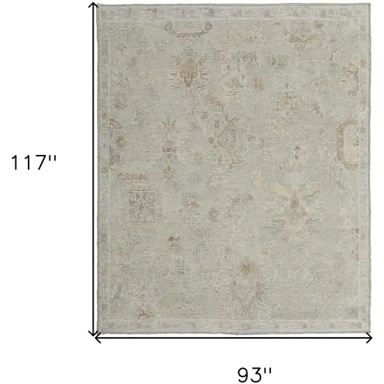 Gray and Brown Wool Floral Hand Knotted Area Rug Photo 3