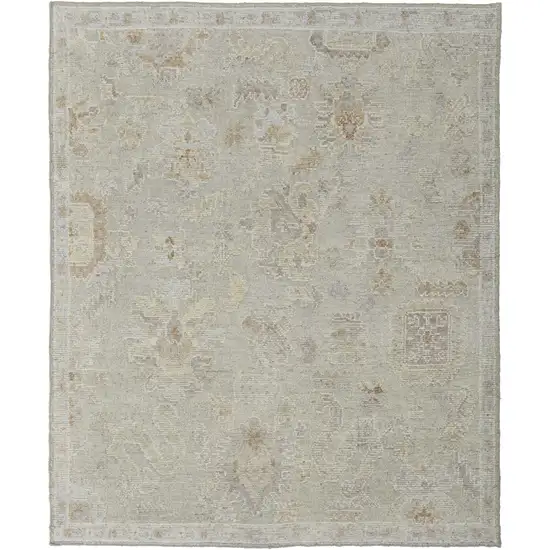 Gray and Brown Wool Floral Hand Knotted Area Rug Photo 5