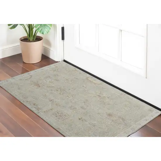 Gray and Brown Wool Floral Hand Knotted Area Rug Photo 1