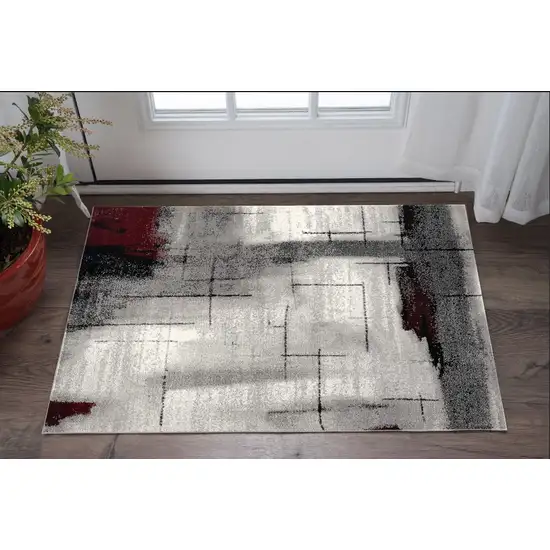 Gray Abstract Dhurrie Area Rug Photo 1