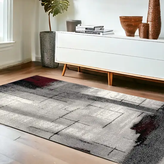 Gray Abstract Power Loom Area Rug Photo 1