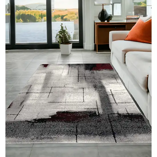 Gray Abstract Dhurrie Area Rug Photo 1