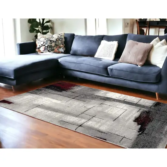 Gray Abstract Dhurrie Area Rug Photo 1