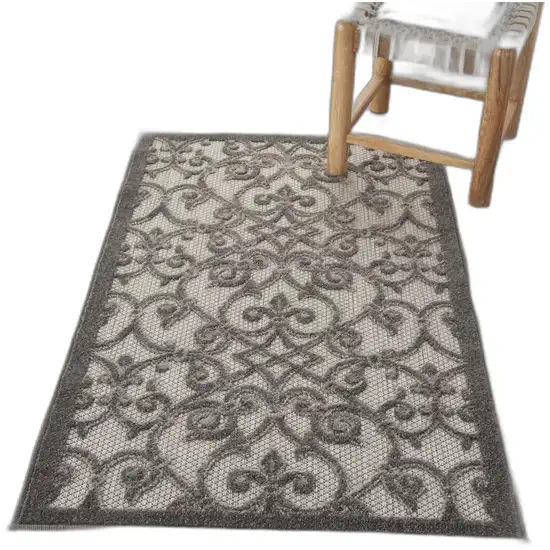 Gray and Charcoal Indoor Outdoor Area Rug Photo 8