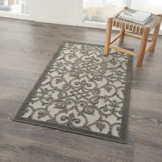 Gray and Charcoal Indoor Outdoor Area Rug Photo 7