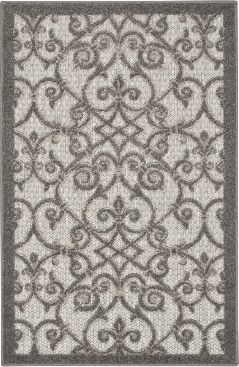 Gray and Charcoal Indoor Outdoor Area Rug Photo 1