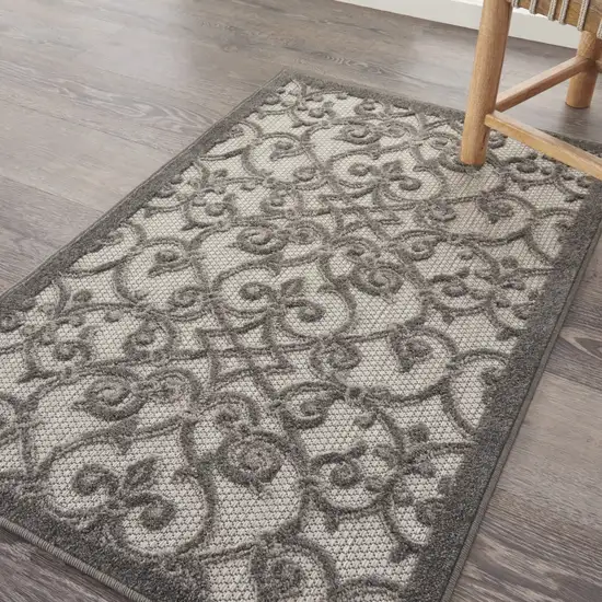 Gray and Charcoal Indoor Outdoor Area Rug Photo 6