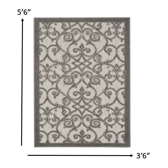 Gray and Charcoal Indoor Outdoor Area Rug Photo 5