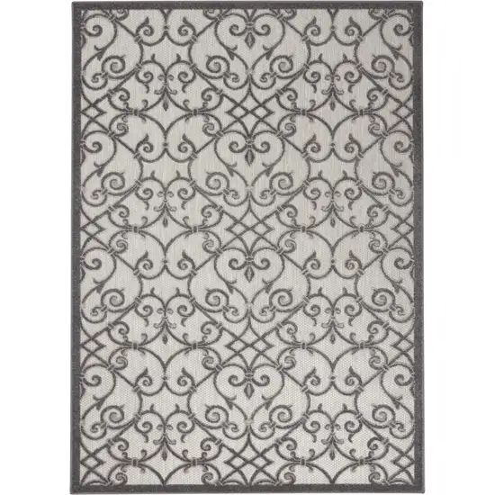 Gray Floral Indoor Outdoor Area Rug Photo 4