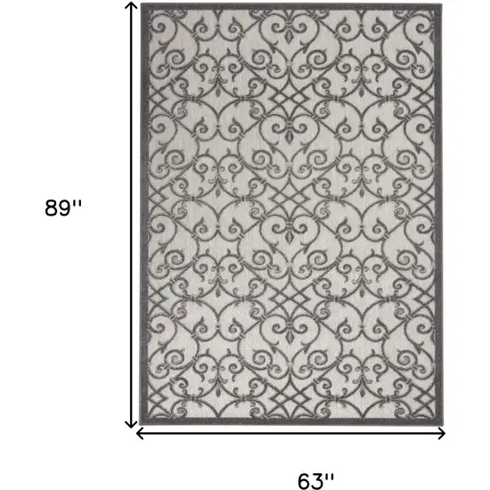 Gray Floral Indoor Outdoor Area Rug Photo 8